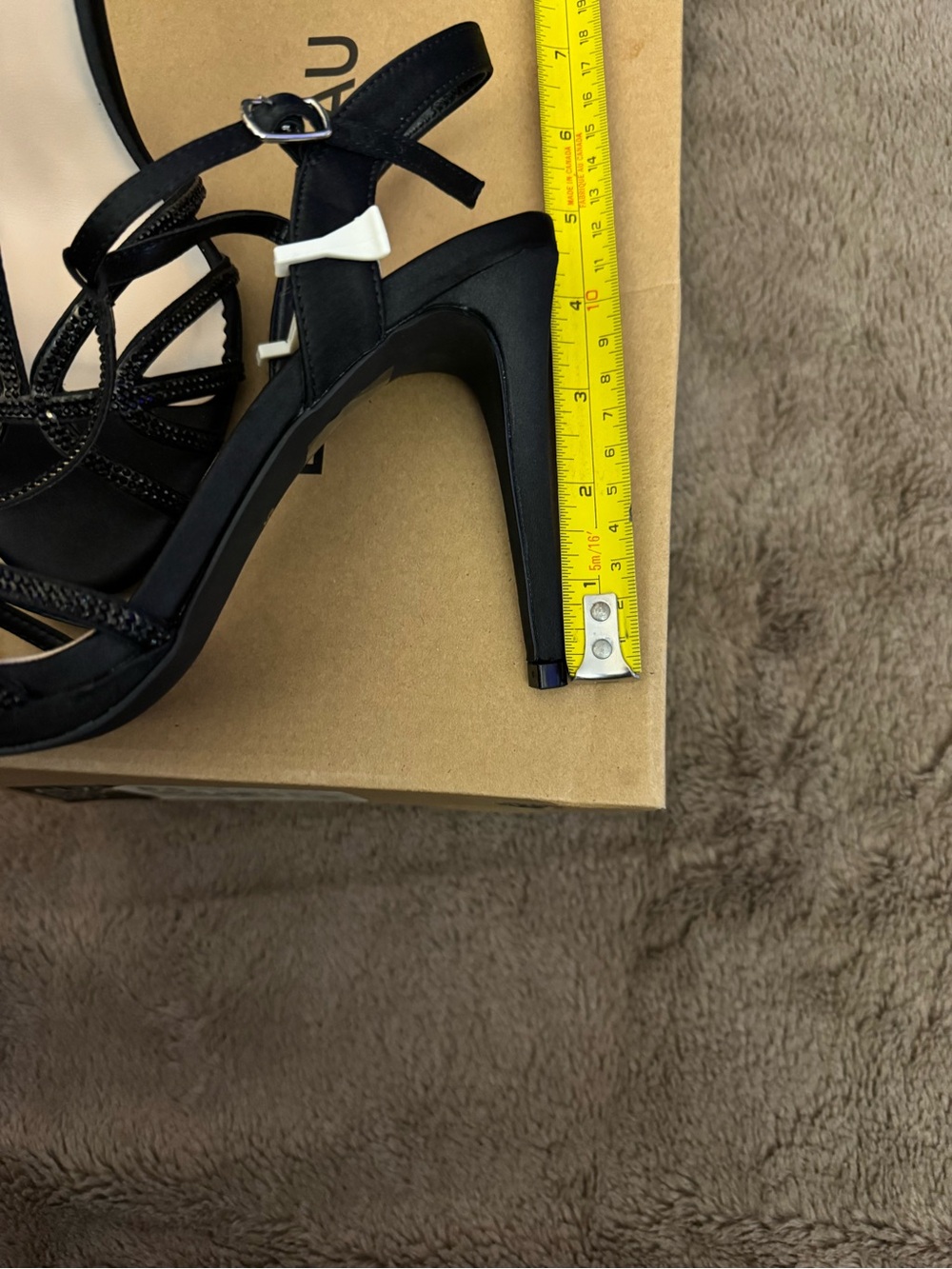 le chateau Brand New Sparkle Crystal Black Strappy T‑Bar Evening Satin Heels - Picture 12 of 15